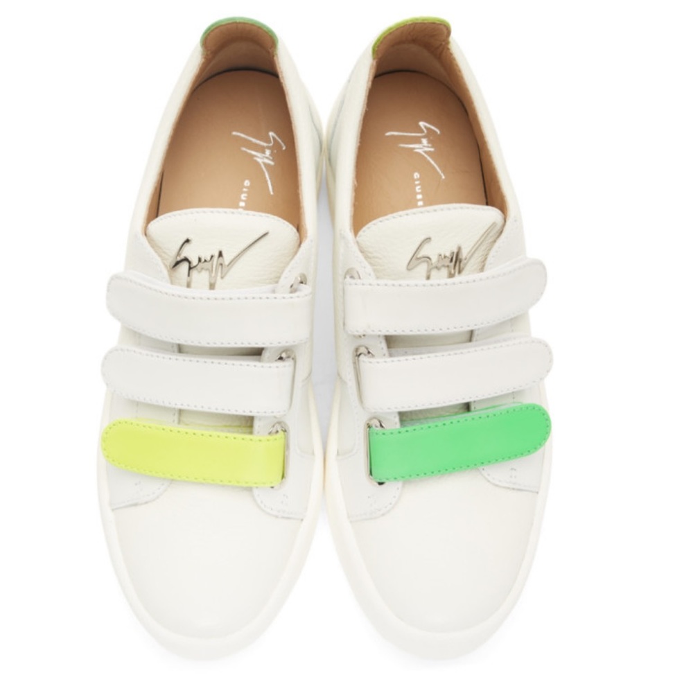 White Triple Strap May London Velcro Sneakers